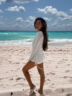 Free People Beach Cabo Skirt Top Set Cream White Size Large NWT